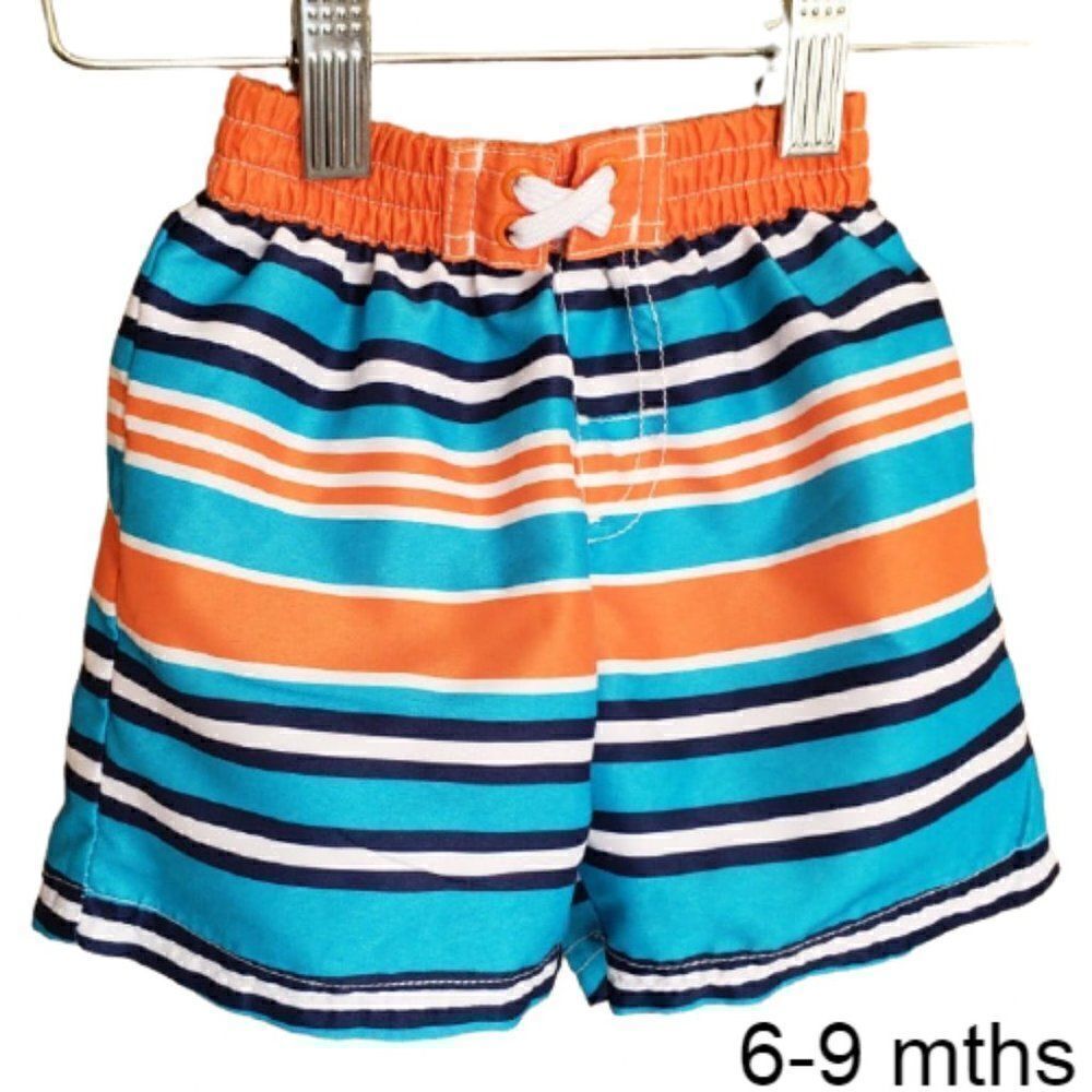 Baby Boy Swim Trunks 6-9 months Healthtex Pullup Striped Swimwear Clearance